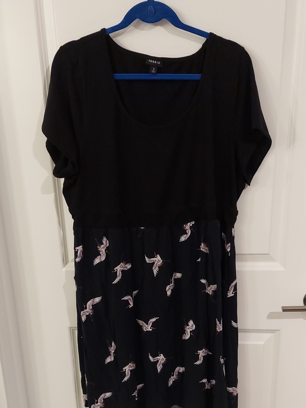 torrid Black Top with Navy Bird Print Maxi Dress